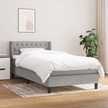 vidaXL Boxspring met matras stof lichtgrijs 90x200 cm, Verzenden
