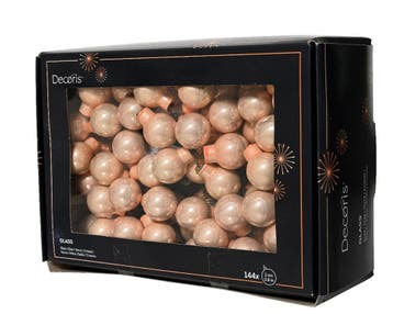 Balletjes op draad 2 cm peach pearl glans doos 144 stuks, Nieuw