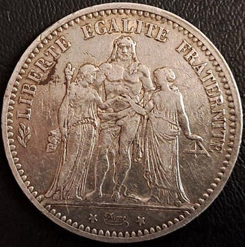 Frankrijk. 5 Francs 1874-A Hercule (Zonder minimumprijs), Postzegels en Munten