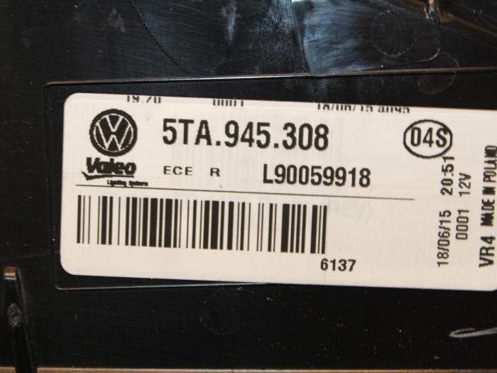 Achterlicht rechts Volkswagen Touran O111728, Autos : Pièces & Accessoires, Éclairage
