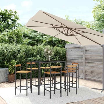 vidaXL 7-delige Tuinbarset poly rattan en massief acaciahout, Tuin en Terras, Verzenden, Nieuw