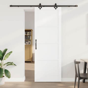 vidaXL Schuifdeur ORKDAL 83 x 232 cm Massief grenenhout Wit, Doe-het-zelf en Bouw, Deuren en Vliegenramen, Verzenden, Nieuw