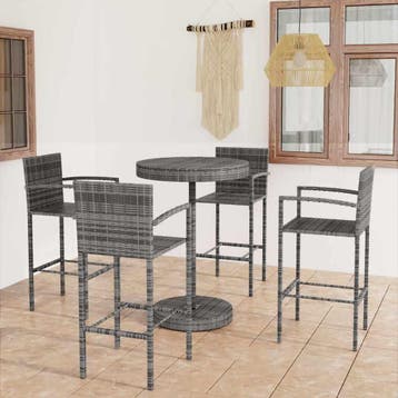 vidaXL 5-delige Tuinbarset poly rattan grijs, Verzenden