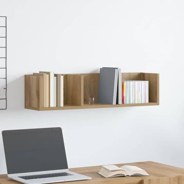 vidaXL CD-wandschap 75x18x18 cm bewerkt hout artisanaal, Verzenden