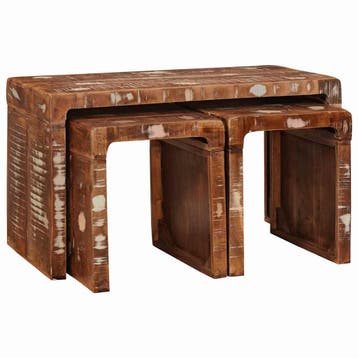 vidaXL Nesttafel 3 st Bruin 82 x 40 x 46 cm Massief, Verzenden, Nieuw