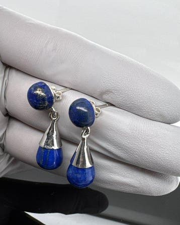 Argent - Boucles doreilles - lapis-lazuli
