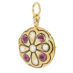 Hanger - 18 karaat Geel goud - Parel - Vintage antiek 1840