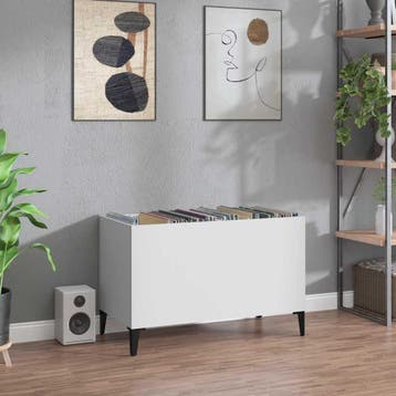 vidaXL Platenkast 74,5x38x48 cm bewerkt hout wit, Huis en Inrichting, Verzenden, Nieuw