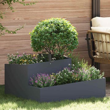 vidaXL Plantenbak Antraciet 80 x 80 x 50 cm Koudgewalst, Verzenden