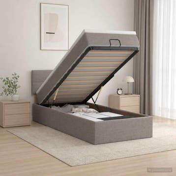 vidaXL Ottoman bed met matras met hoofdeinde Taupe 100 x 200, Maison & Meubles, Chambre à coucher | Lits, Verzenden