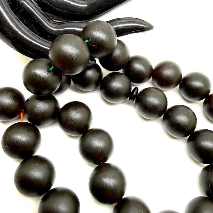 Tesbih gebedssnoer Baltische amber kralen ø16 mm in zwart, Antiek en Kunst, Curiosa en Brocante