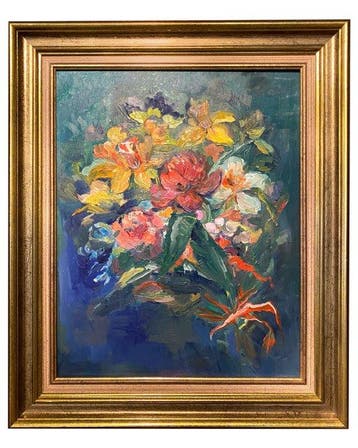 Marylène Madou (1993) - Dramatic Bouquet in Oil with frame