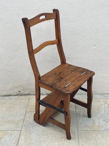 Chaise pliante - Bois - Chaise escabeau de bibliothèque