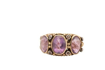 Ring - 19.2 kt. Geel goud Amethist, Nieuw
