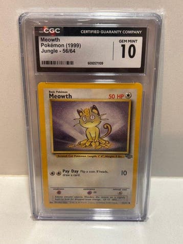 Pokémon - 1 Carte scellée - Meowth CGC 10 - WOTC - Jungle, Hobby & Loisirs créatifs