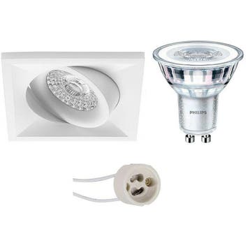 LED Spot Set 5W - Kantelbare Vierkante Inbouwspot Mat Wit me, Verzenden, Nieuw