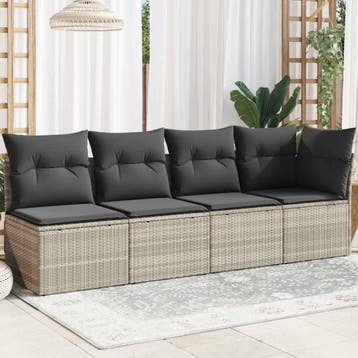 Tuinbank 4-zits poly rattan - Luxe loungeplek voor een pr..., Verzenden, Zo goed als nieuw, Rotan