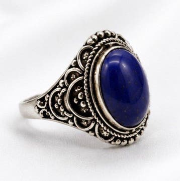 Vintage Sterling Zilver 925 Lapis Lazuli Ring - Ring
