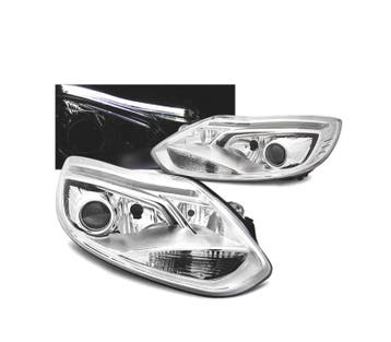 Phares Pour Ford Focus 11-14 Tube Light Fond Chromé, Verzenden