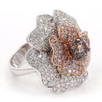 Cocktailring - 18 karaat Witgoud - 3.53ct. tw. Gemengde