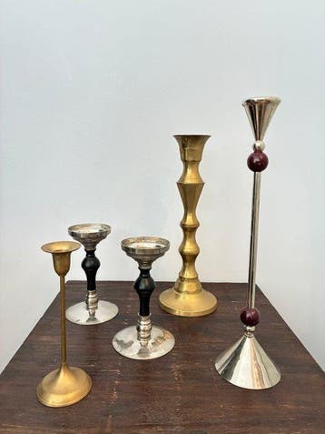 diverse - Chandelier (5) - Laiton, Chrome, Bois -