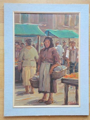 Sergio Difficili (1925-2007) - Contadina al mercato