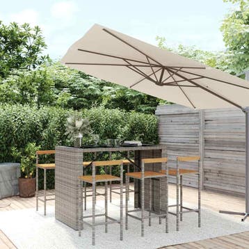 vidaXL 7-delige Tuinbarset poly rattan en massief acaciahout, Tuin en Terras, Verzenden, Nieuw