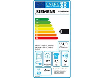 Siemens WT46G490NL - Condensdroger - 8 kg - Wit, Elektronische apparatuur, Droogkasten, Verzenden, Zo goed als nieuw