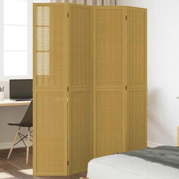 vidaXL Kamerscherm met 4 panelen massief paulowniahout bruin, Verzenden, Nieuw