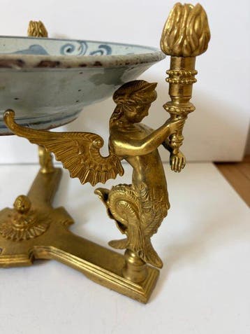 Frans ontwerp - Schaal (2) - Aardewerk, Verguld brons -
