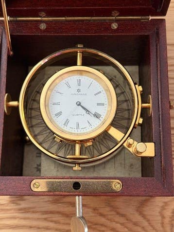 Horloge de table avec chronomètre maritime - junghans -, Antiquités & Art