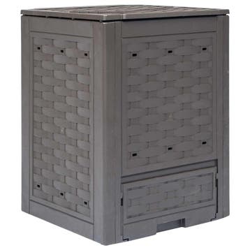 vidaXL Compostbak 300 L 60x60x83 cm kunststof rattan bruin, Tuin en Terras, Verzenden, Nieuw