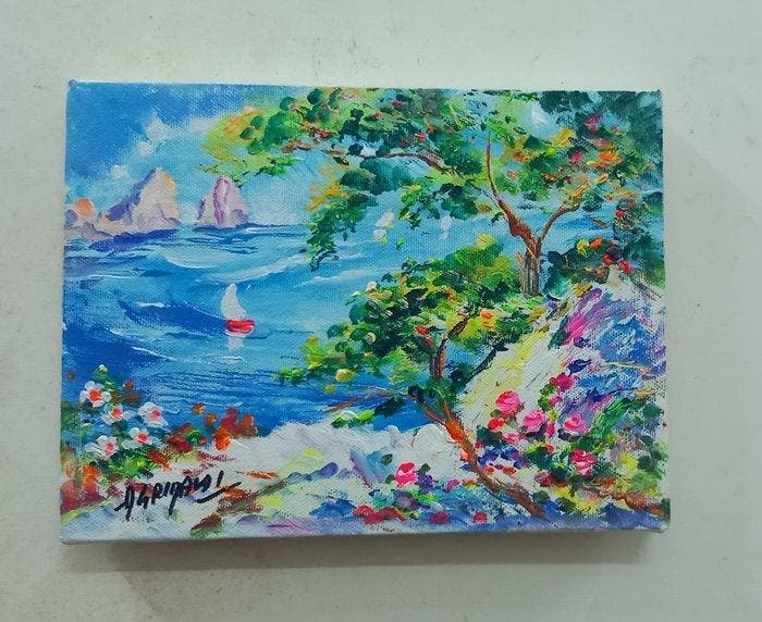 Alfredo Grimaldi (1950) - La bella Capri, Antiquités & Art, Art | Peinture | Classique