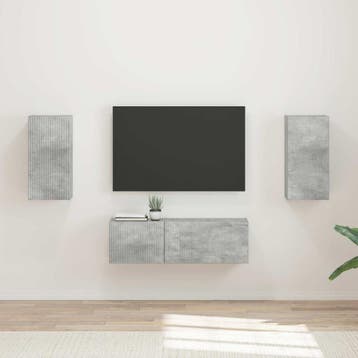 vidaXL Tv Wandkast Set 4 st Beton Grijs Bewerkt hout, Verzenden