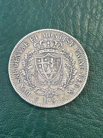Italië, Savoye Carlo Felice. 5 Lire 1830 Genova (Zonder