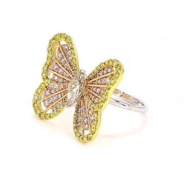 Cocktailring - 18 karaat Witgoud - 1.82ct. tw. Bruin Diamant