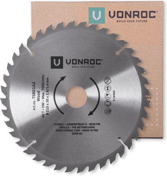 2dekans | VONROC Zaagblad – 210mm – 40 tanden – voor hout –, Doe-het-zelf en Bouw, Gereedschap | Zaagmachines, Ophalen of Verzenden