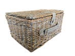 Picknickmand - riet, inox, textiel - Zuiderse picknickmand, Antiek en Kunst