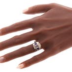 Ring - 18 karaat Witgoud Saffier - Diamant - Vintage 1940s, Nieuw