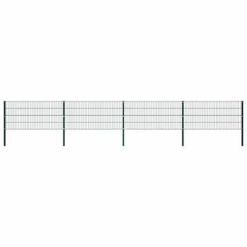 vidaXL Schuttingpaneel met palen ijzer 694,5x80 cm groen, Verzenden
