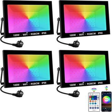 LED Buitenstraler 4-pack RGB | Tweede kansje | OP = OP, Verzenden, Netvoeding, Spots, 50 tot 250 watt