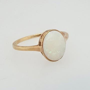 Ring - 14 karaat Geel goud Opaal, Handtassen en Accessoires, Ringen, Nieuw