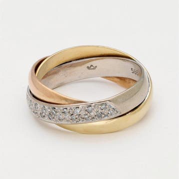 Bague - 14 carats Or jaune, Or blanc, Or rose Diamant, Bijoux, Sacs & Beauté, Bagues