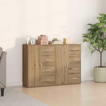 vidaXL Dressoir 2 st Artisan Eiken 60 x 31 x 84 cm Bewerkt, Verzenden, Nieuw
