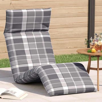 vidaXL Opvouwbare ligstoel Grijs Geruit Patroon 175x54x8,5, Verzenden