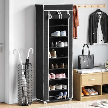 vidaXL Schoenenkast met hoes 57x29x162 stof zwart, Verzenden, Nieuw