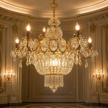 Kroonluchter - Verguld messing, Kristal - Antieke Luxe, Antiek en Kunst
