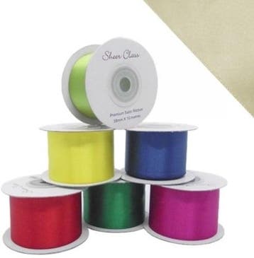 Dubbelsatijn lint Ivoor 38 mm rol 10 meter, Huis en Inrichting, Nieuw