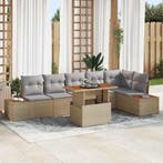 vidaXL Tuin Eettafel Set met kussen 7 pcs Beige en Grijs, Verzenden
