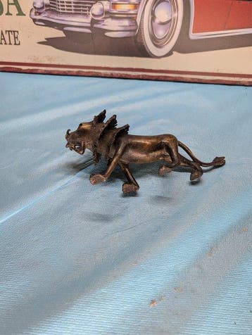 Beeldje - Vintage Böser Löwen Figur Bronze Sammler Liebhaber